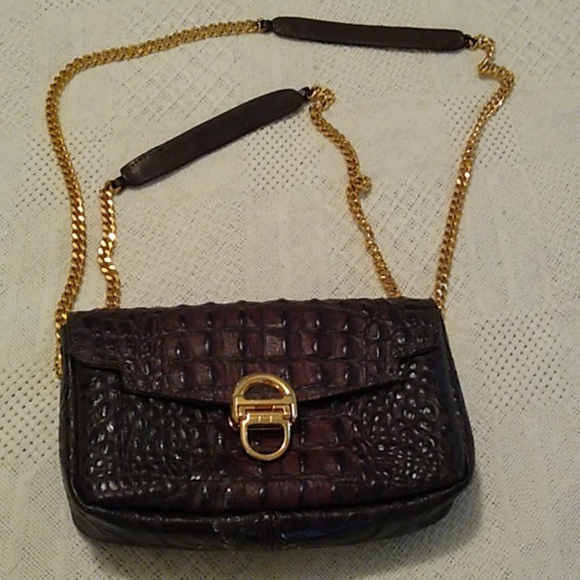 Leather crossbody embossed crocodile - Picture 1 of 11